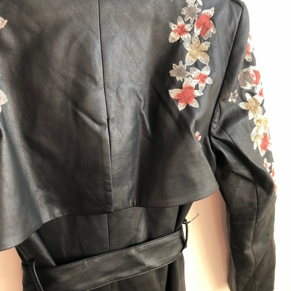 BCBG - Alix Faux-Leather Embroidered Trench EUC - Picture 5 of 8